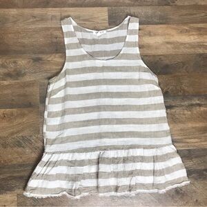 Striped Sleeveless Top with Ruffle Hem Medium